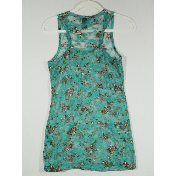 Wet Seal Blue Lace Sheer Top Floral Tank S - Picture 6 of 9